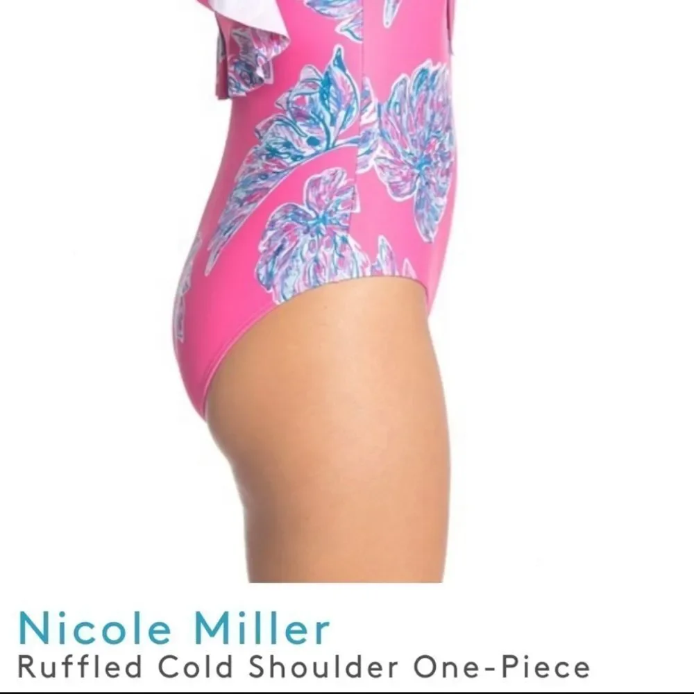 Nicole Miller New York NEW ruffled one-piece swimwear cold shoulder plus size 2X